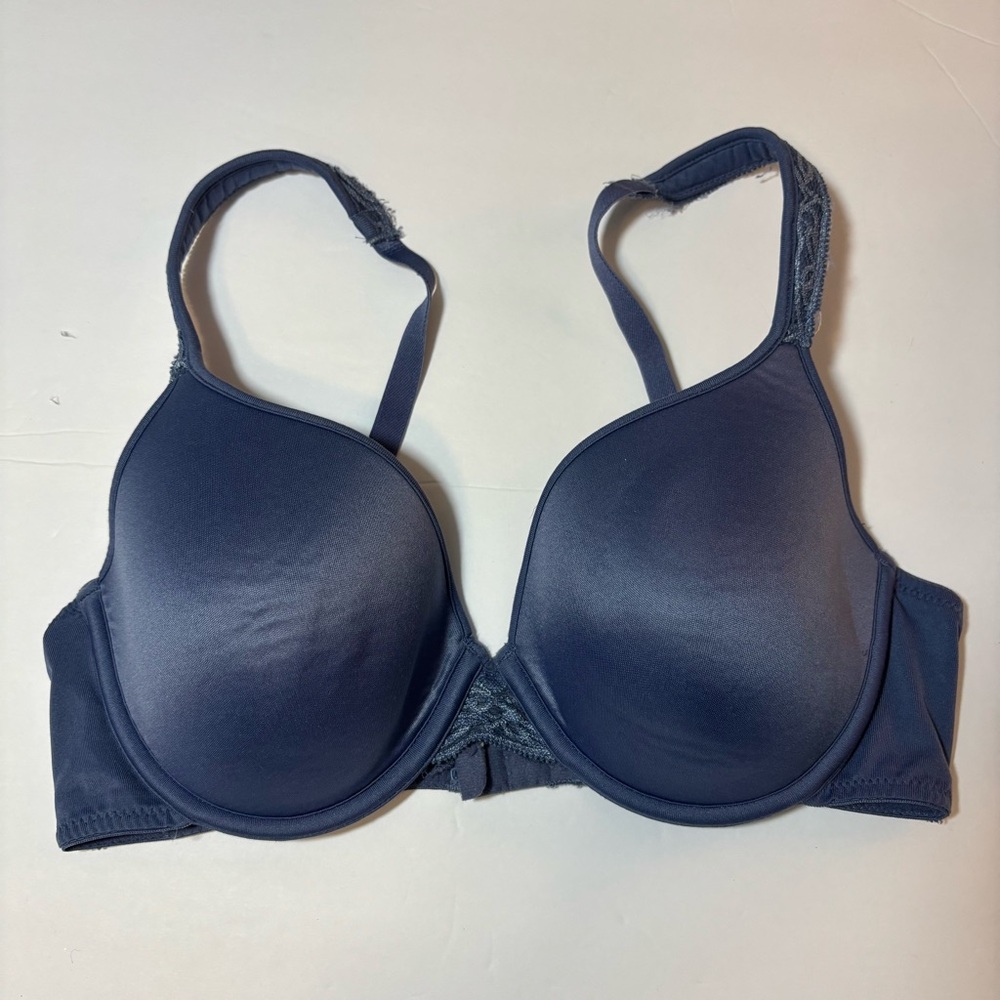 Natori Blue Satin Lace Bra 34C